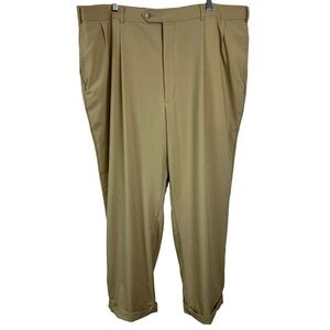 Majer Dress Pants Mens 44 Tan Super 100s Wool Pleated Cuffed USA Made Vintage D1